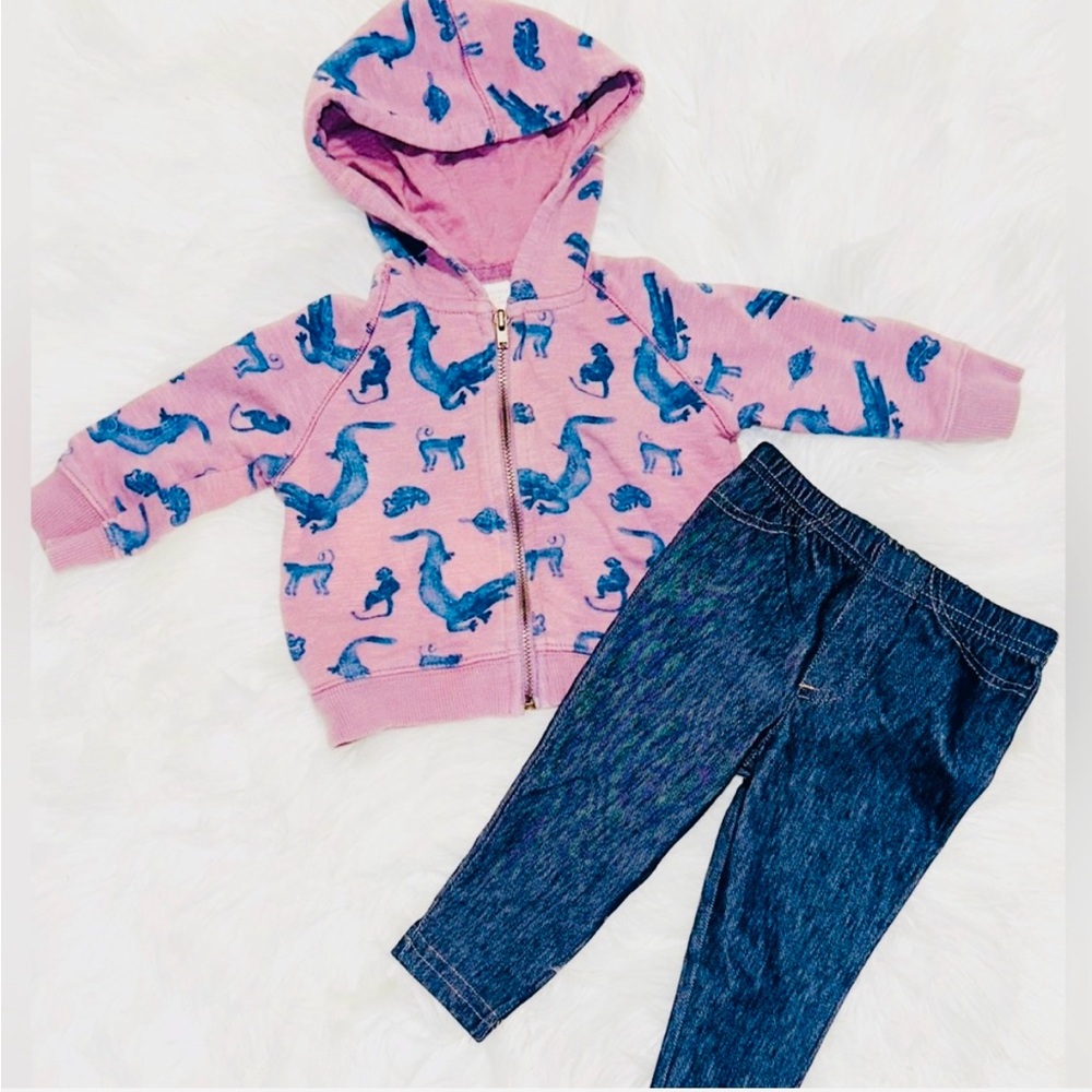 ZARA 3/6 purple crocodile zip up hoodie and legging set - baby boy or GN